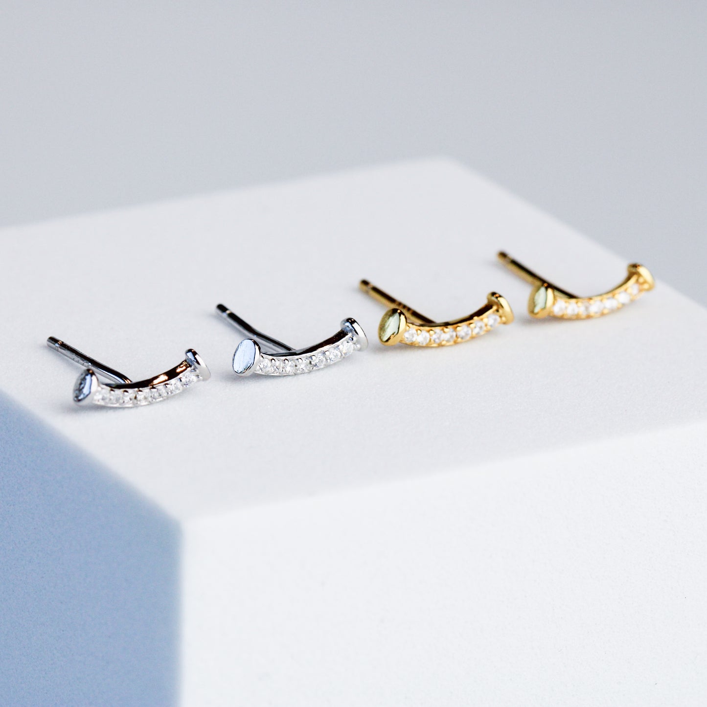 Crystal Curve Stud Earrings