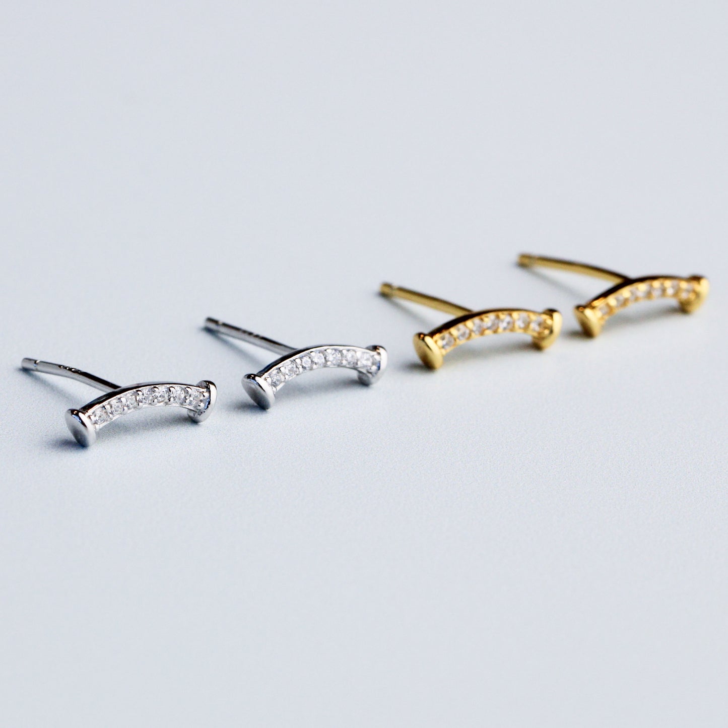 Crystal Curve Stud Earrings