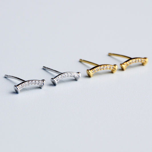 Crystal Curve Stud Earrings