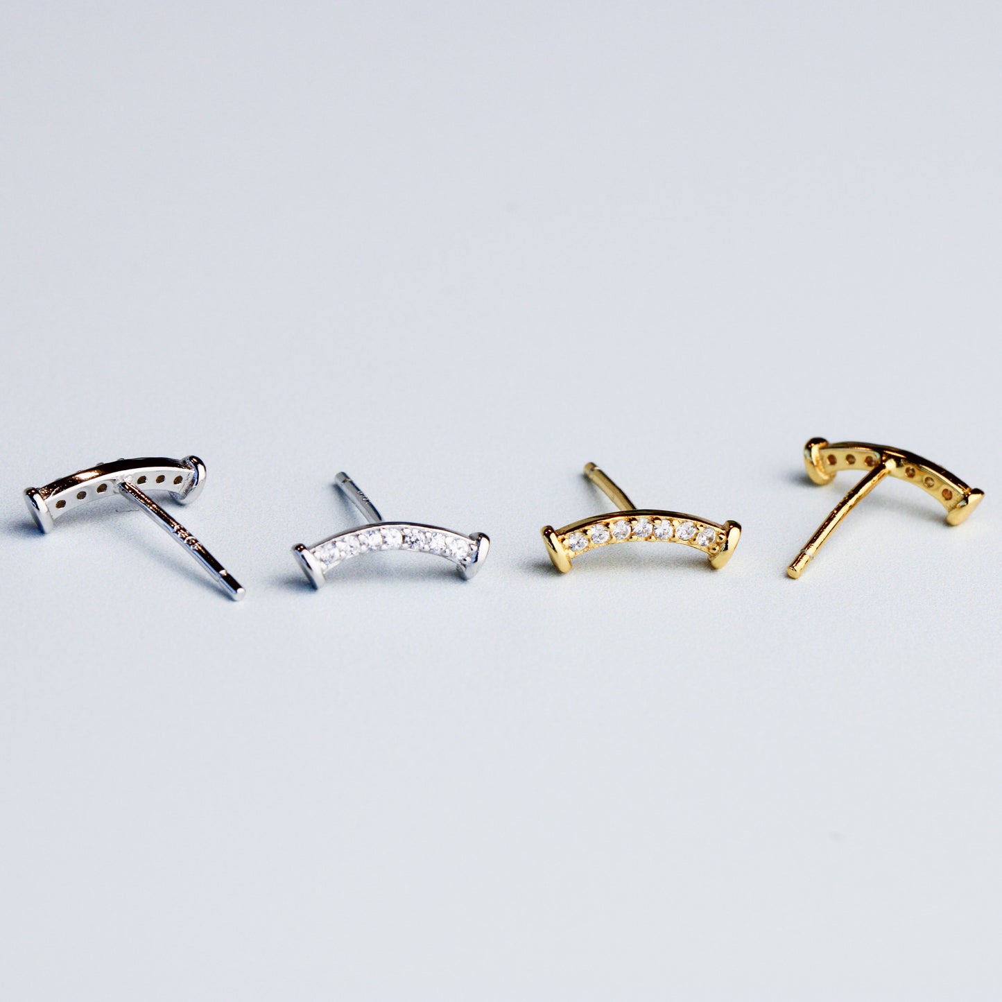 Crystal Curve Stud Earrings