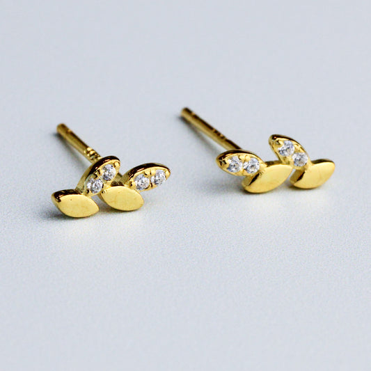 Sparkly Leaf Stud Earrings