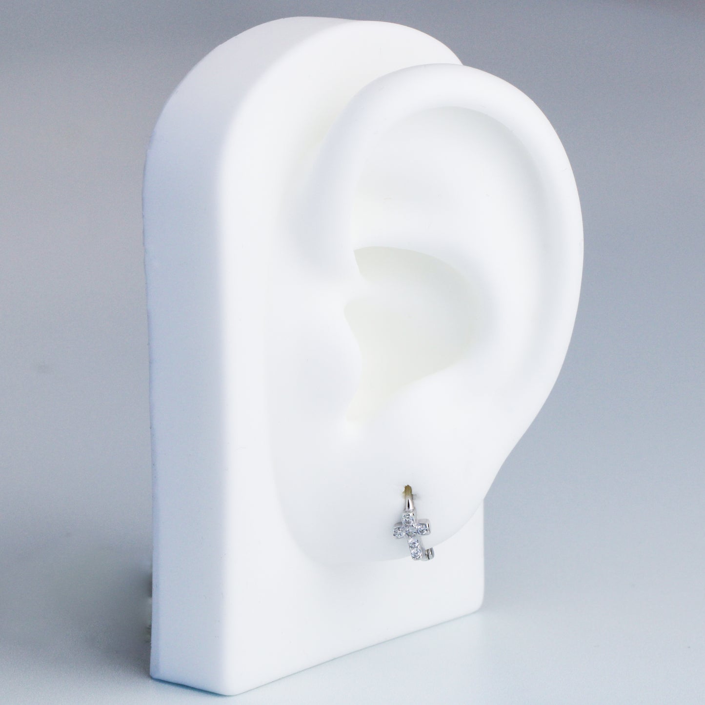 Sparkly Cross Huggie Hoop Earrings