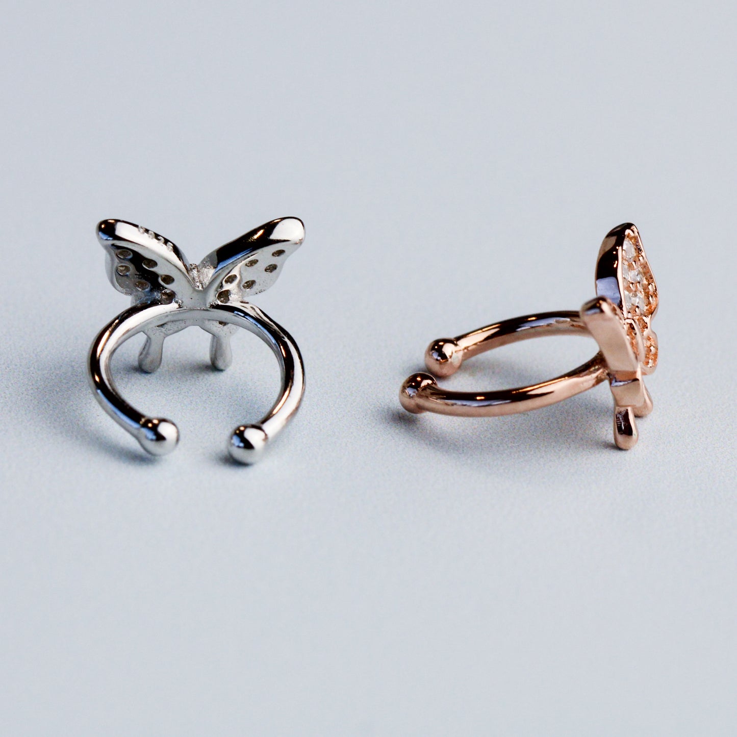 Crystal Butterfly Stud Earrings and Ear Cuffs