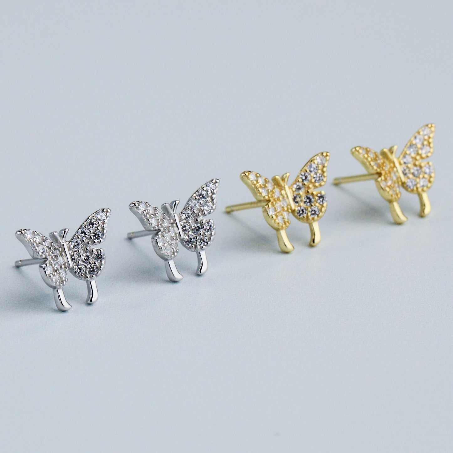 Crystal Butterfly Stud Earrings and Ear Cuffs