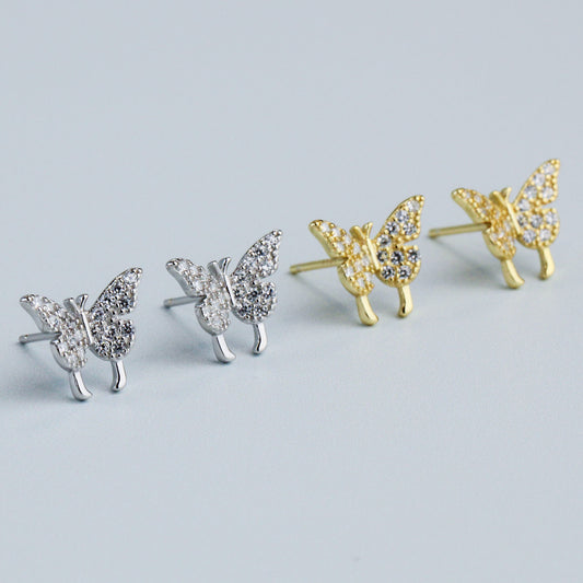 Crystal Butterfly Stud Earrings and Ear Cuffs