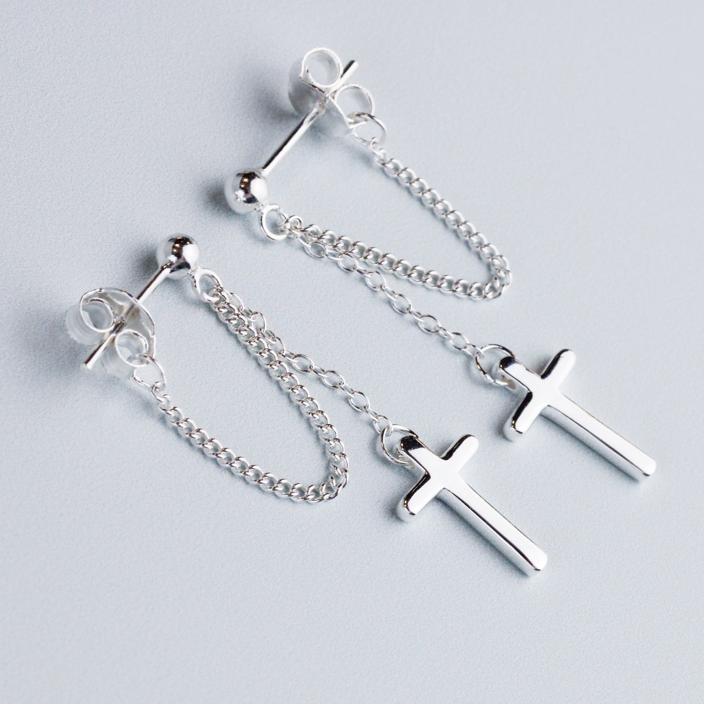 Cross Dangle Stud Earrings