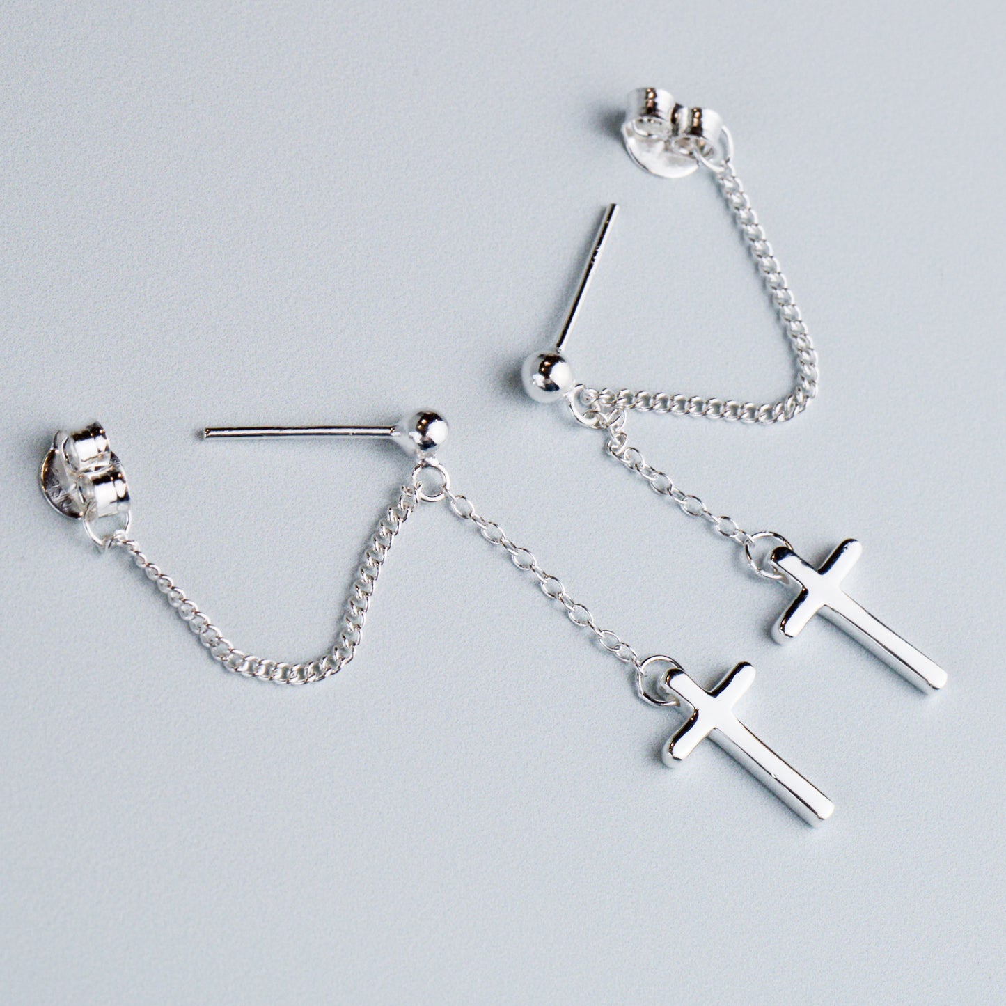 Cross Dangle Stud Earrings