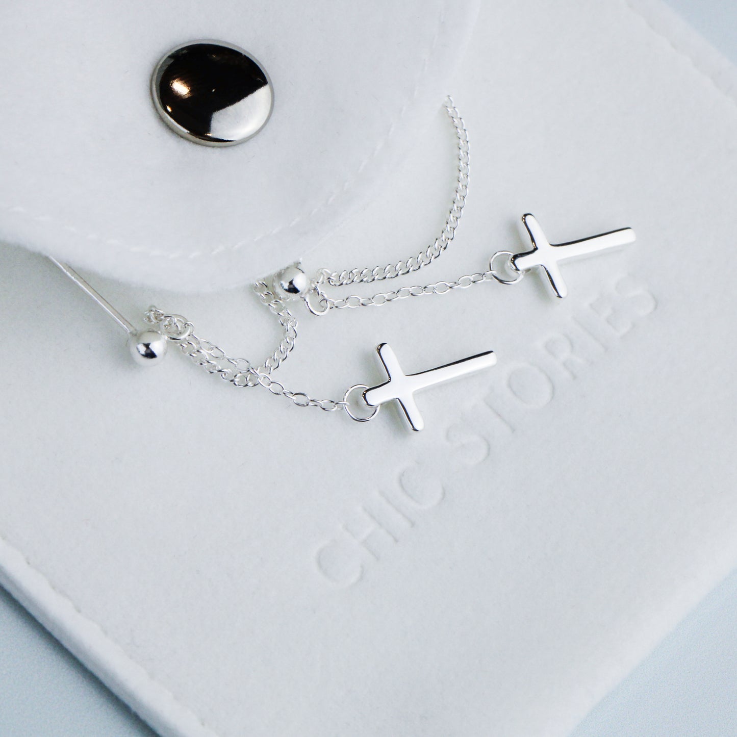 Cross Dangle Stud Earrings