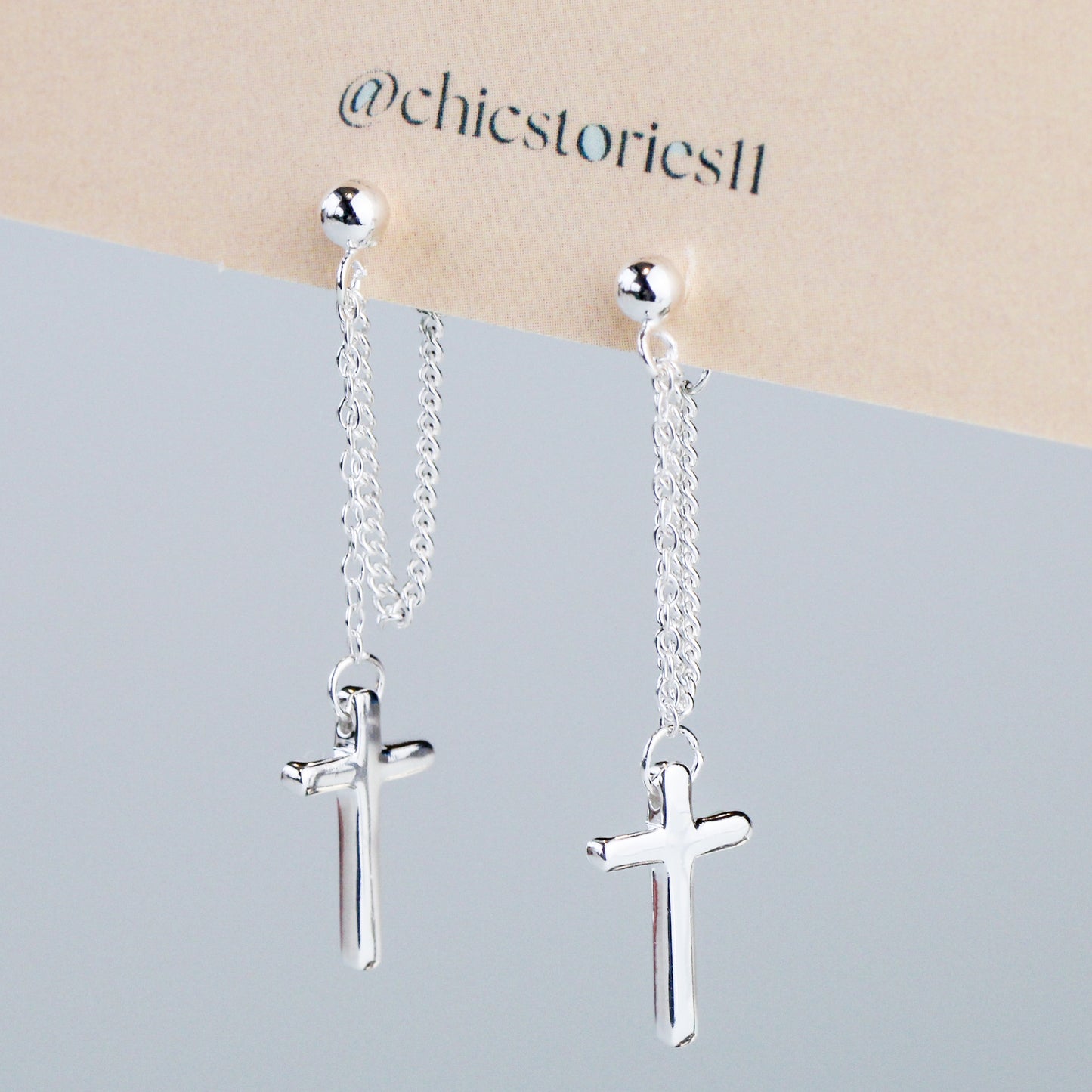 Cross Dangle Stud Earrings