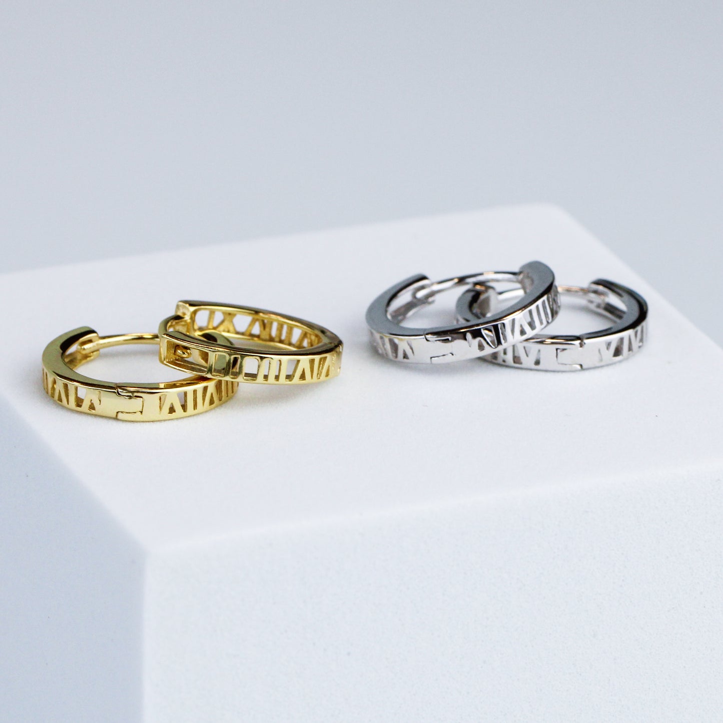 Roman Numeral Hoop Earrings