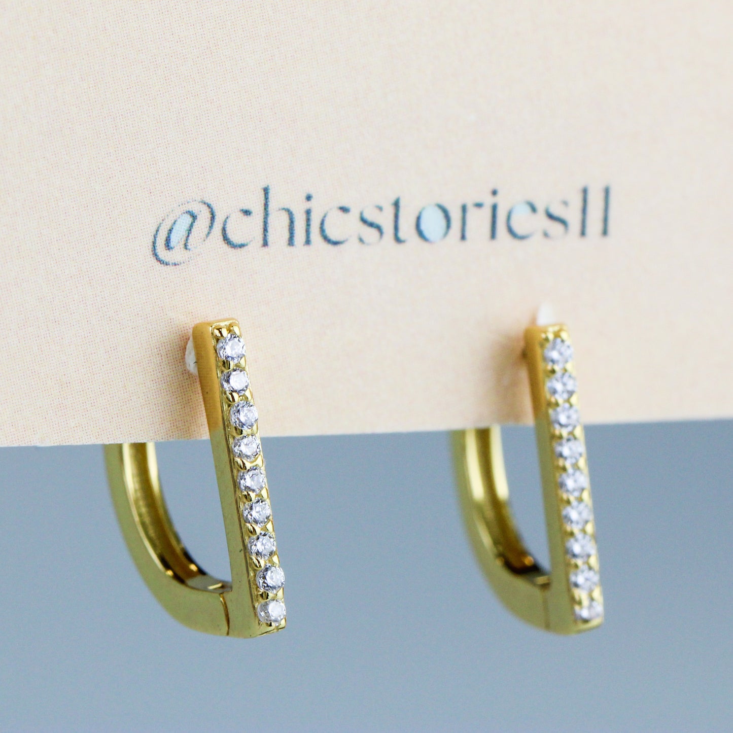 Crystal Bar Huggie Hoops