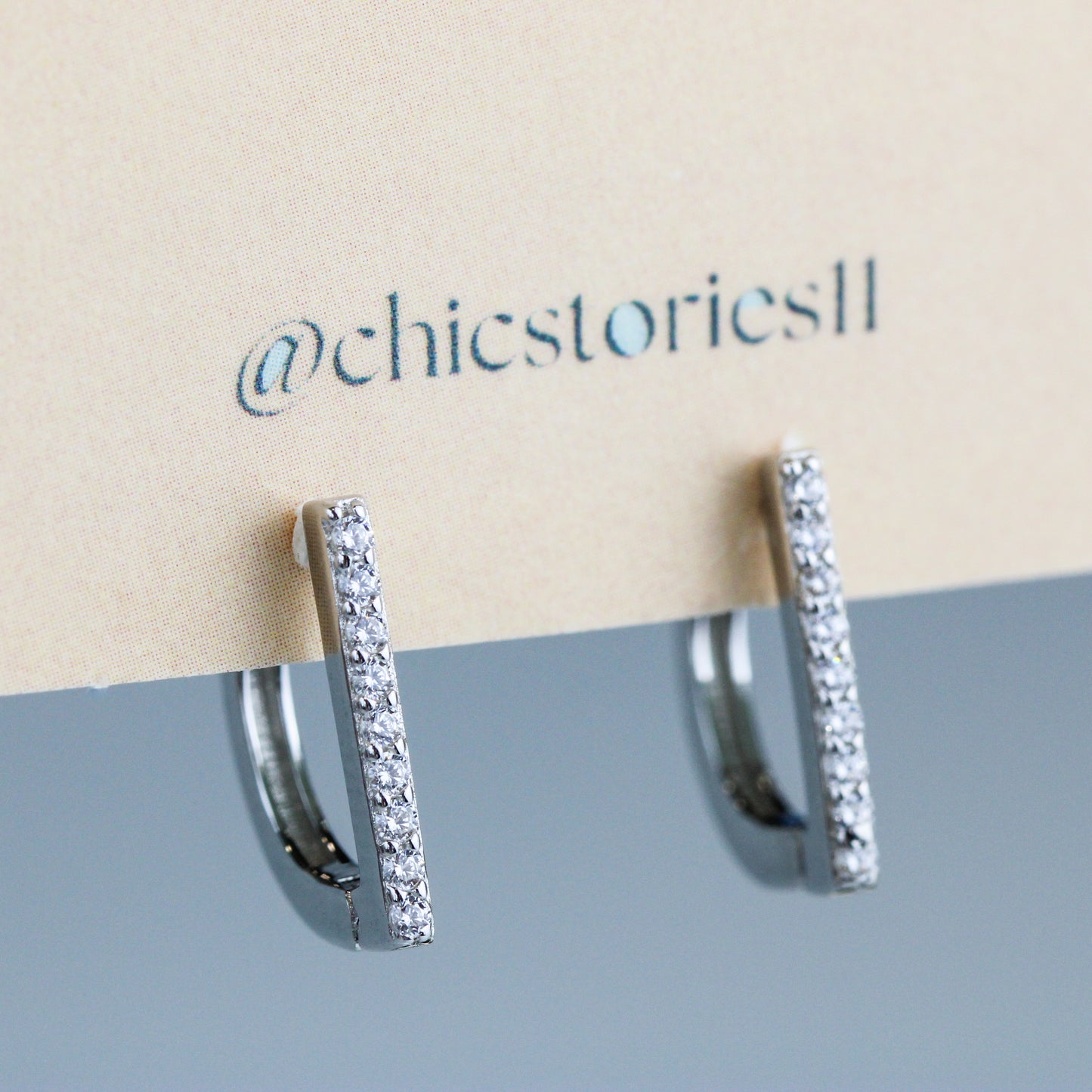 Crystal Bar Huggie Hoops