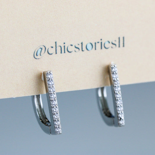 Sparkly Bar Huggie Hoop Earrings