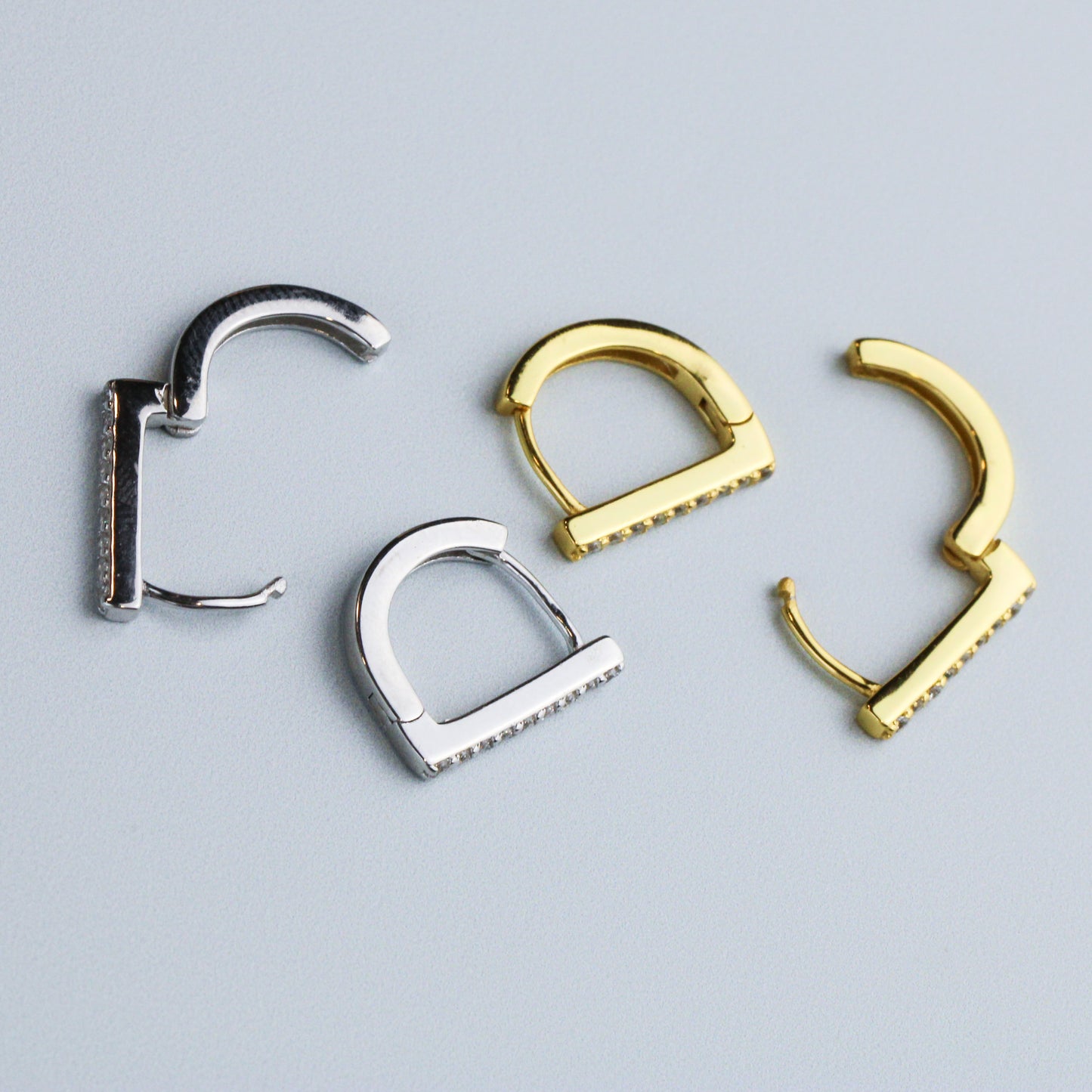 Crystal Bar Huggie Hoops
