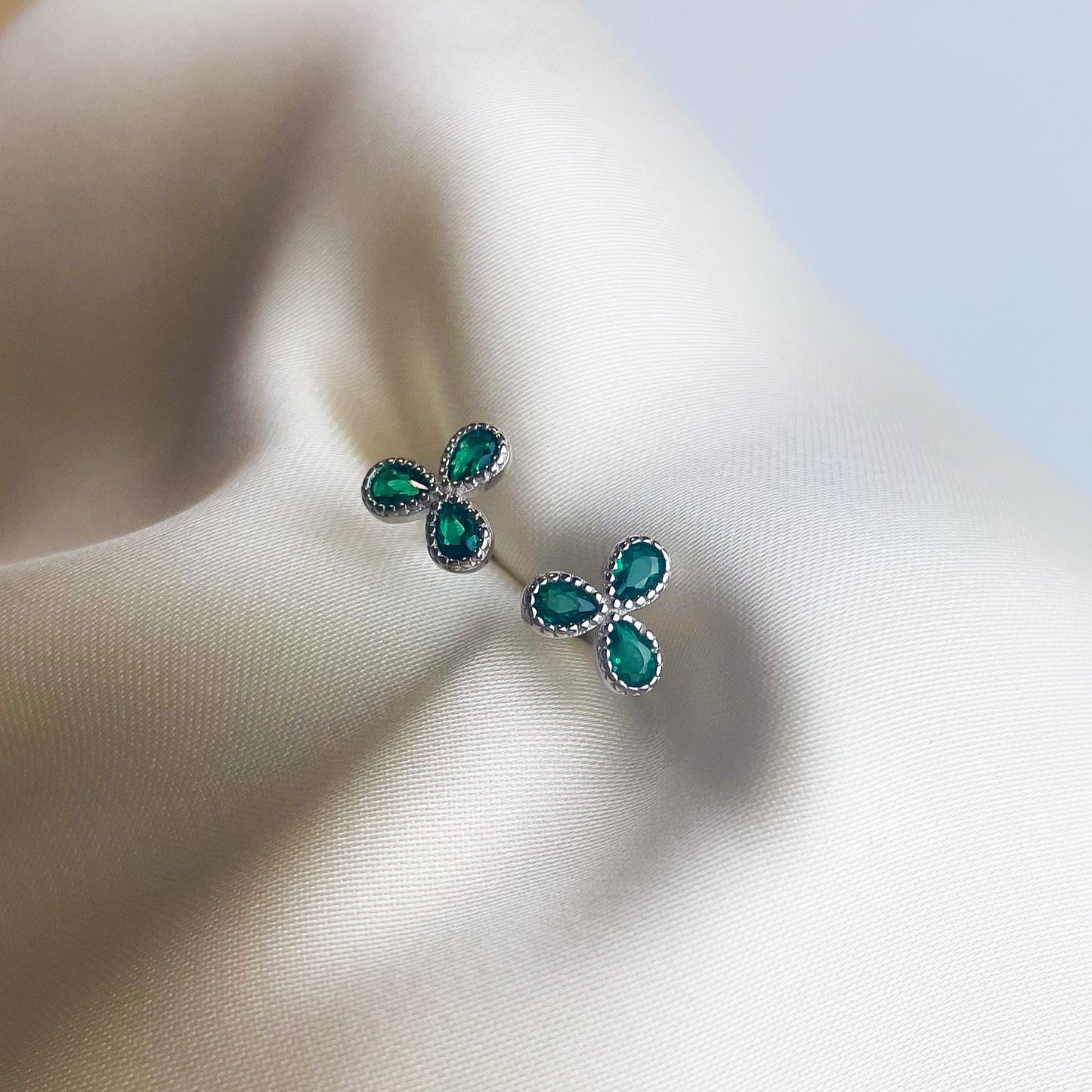 Green Crystal Stud Earrings