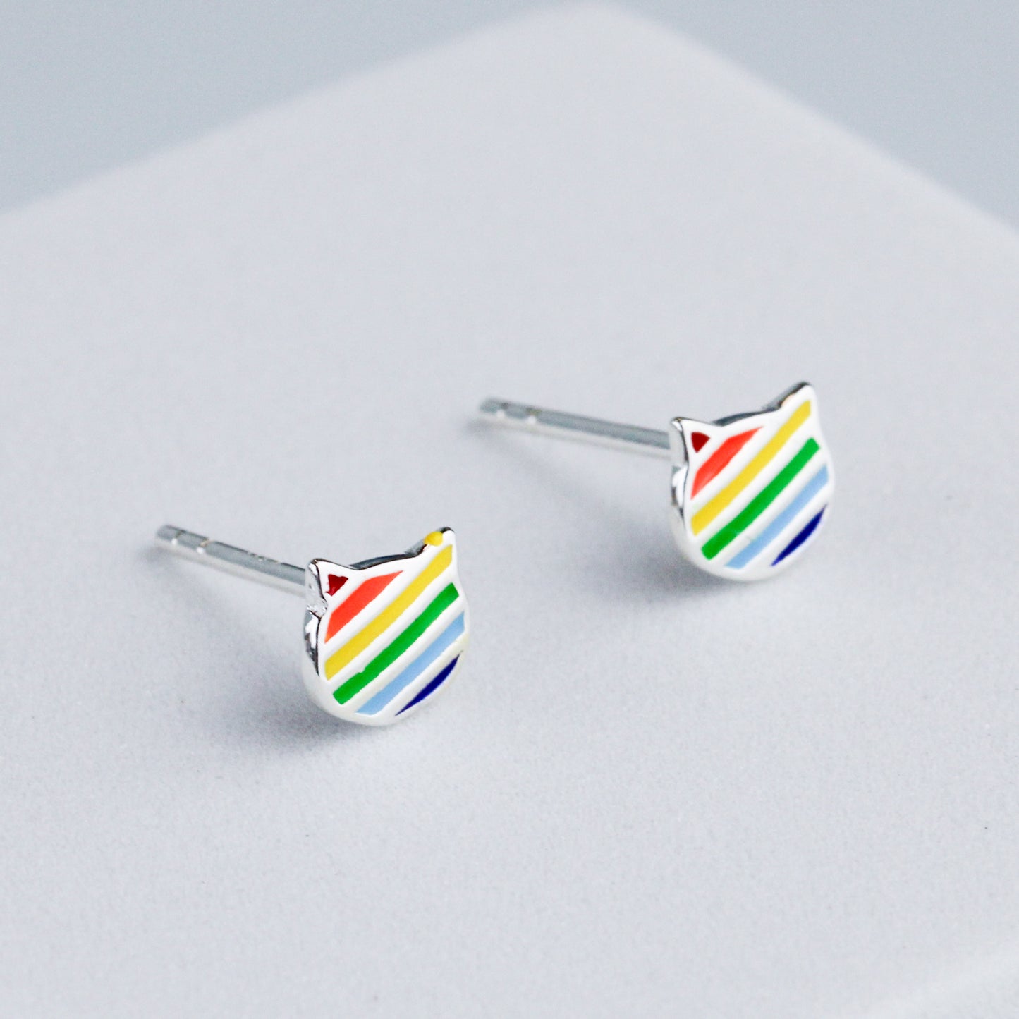 Rainbow Cat Stud Earrings