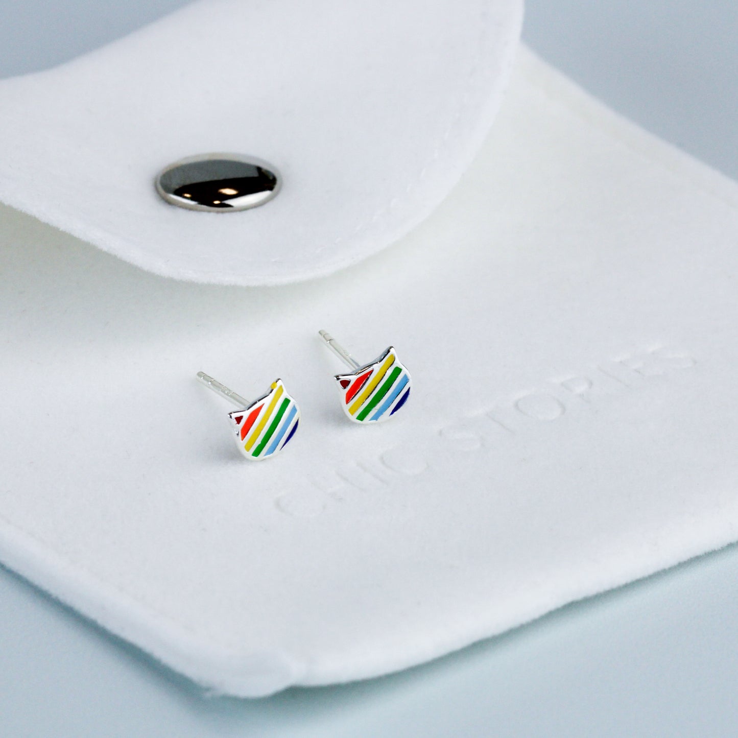 Rainbow Cat Stud Earrings