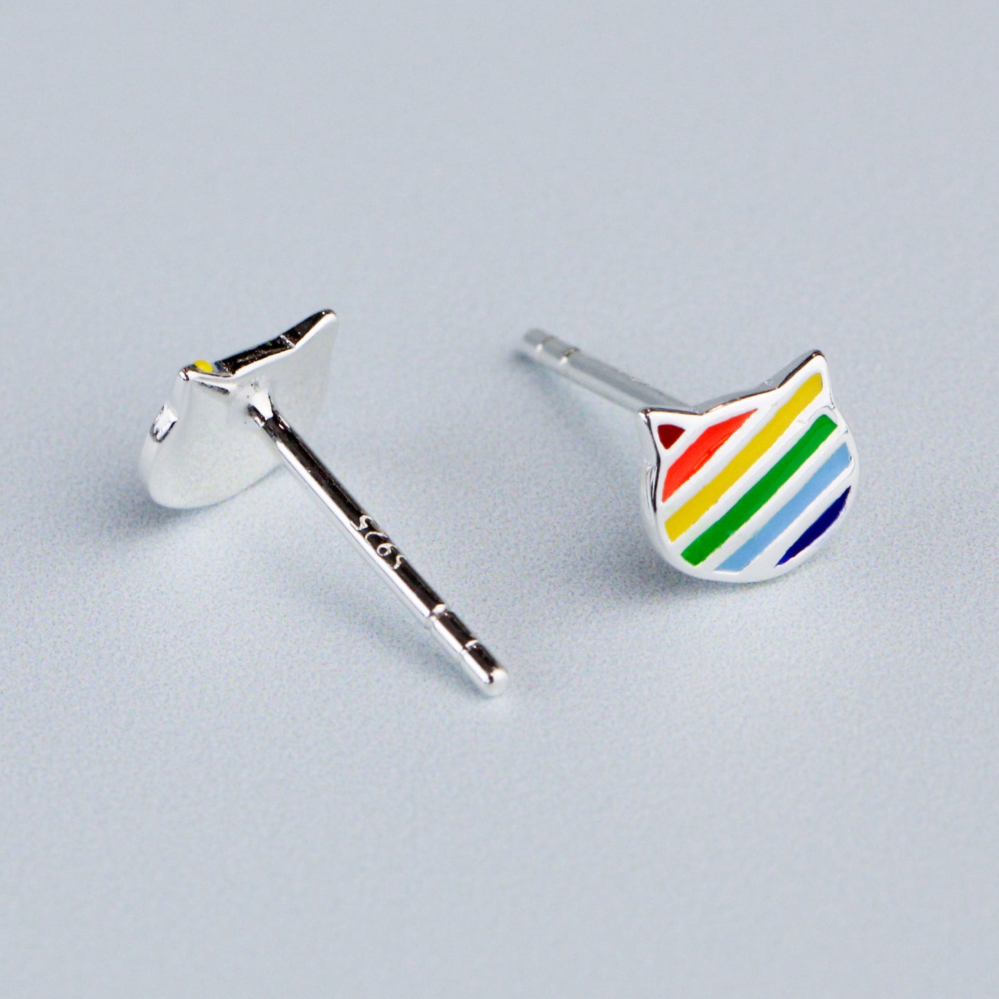 Rainbow Cat Stud Earrings