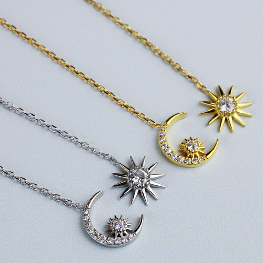 Sparkly Moon and Star Threader Earrings