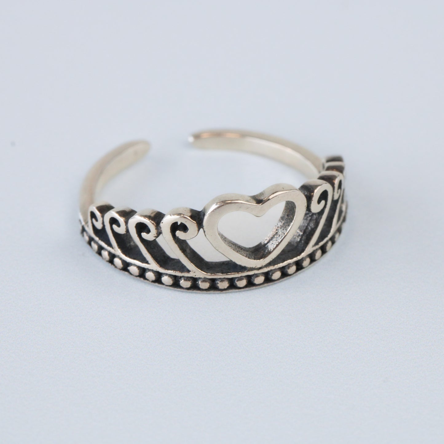 Adjustable Heart Crown Ring