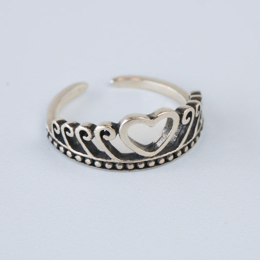 Adjustable Heart Crown Ring