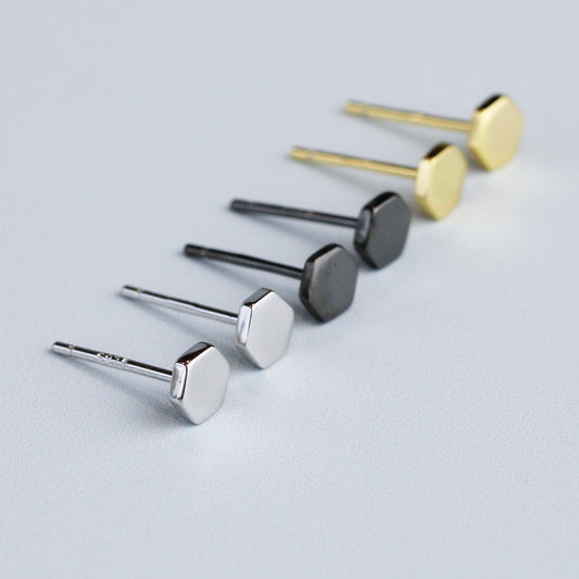 Minimalist Hexagon Stud Earrings