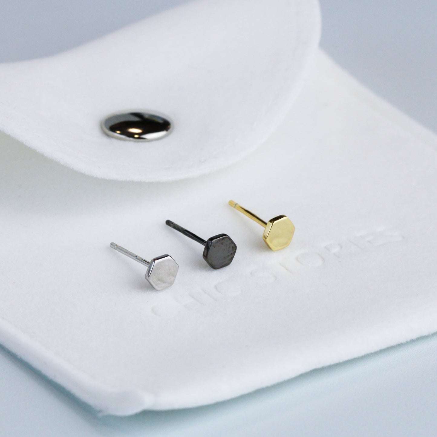 Minimalist Hexagon Stud Earrings