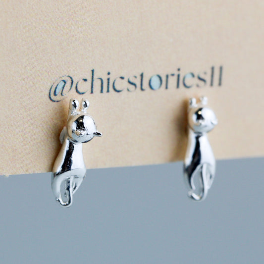 Tiny Dangling Cat Stud Earrings