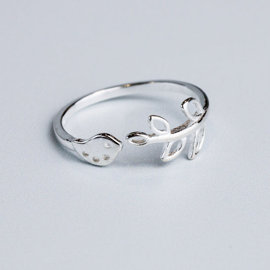 Adjustable Bird and Leaf Ring