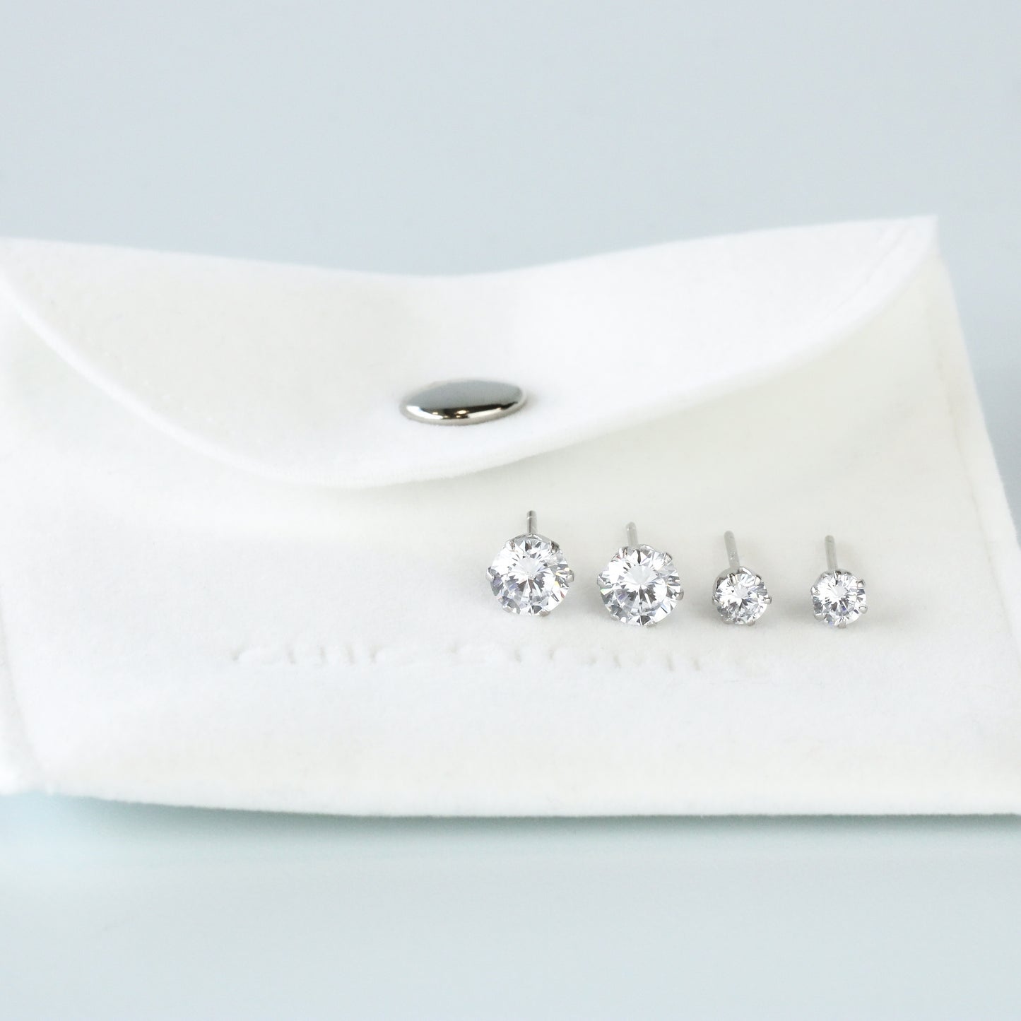 White Crystal Stud Earrings