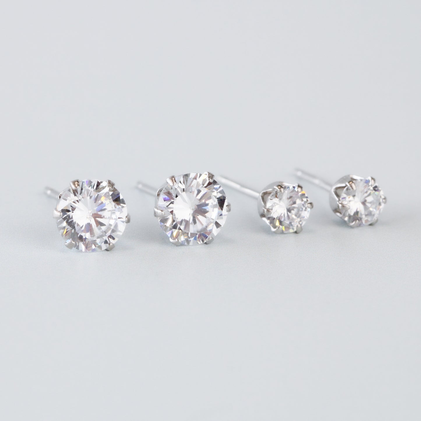 White Crystal Stud Earrings
