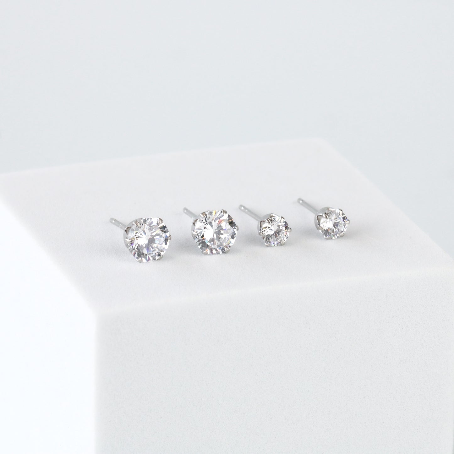White Crystal Stud Earrings