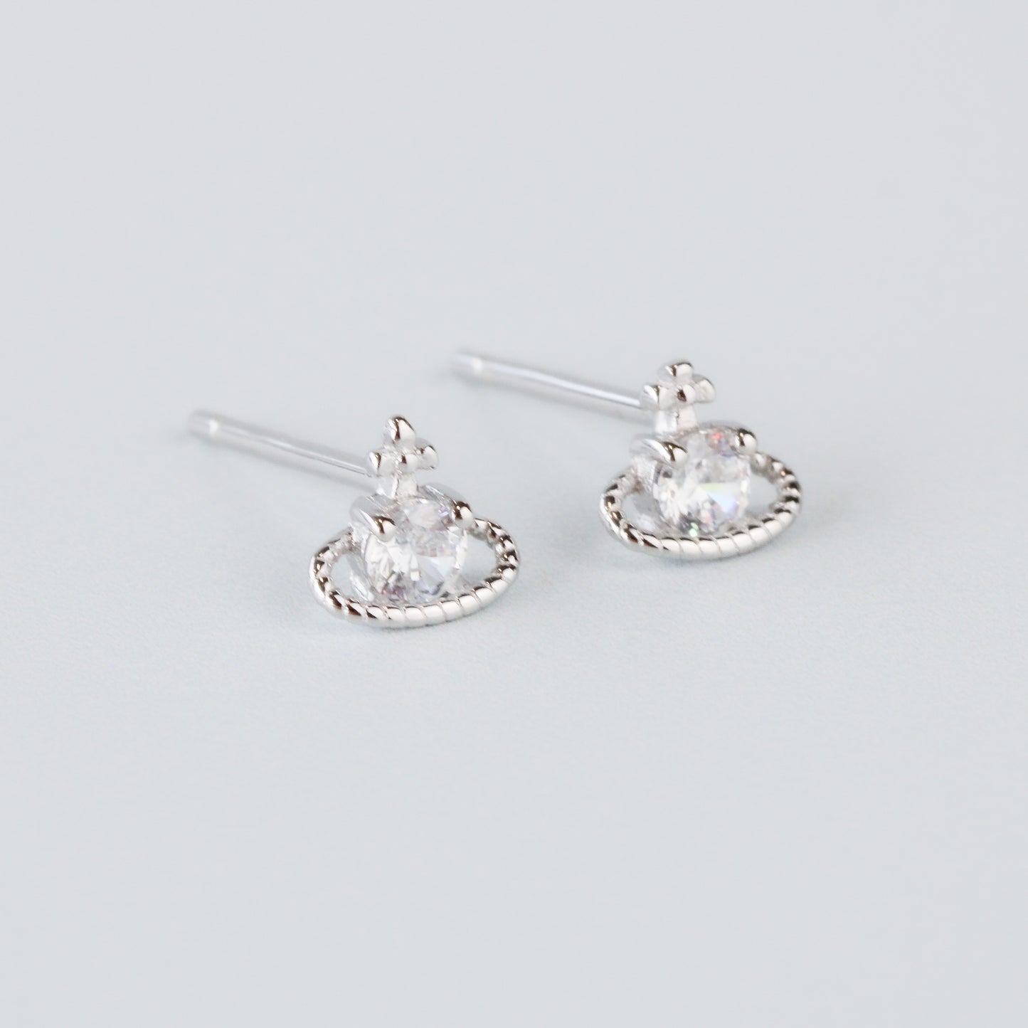 Tiny Crystal Halo Stud Earrings