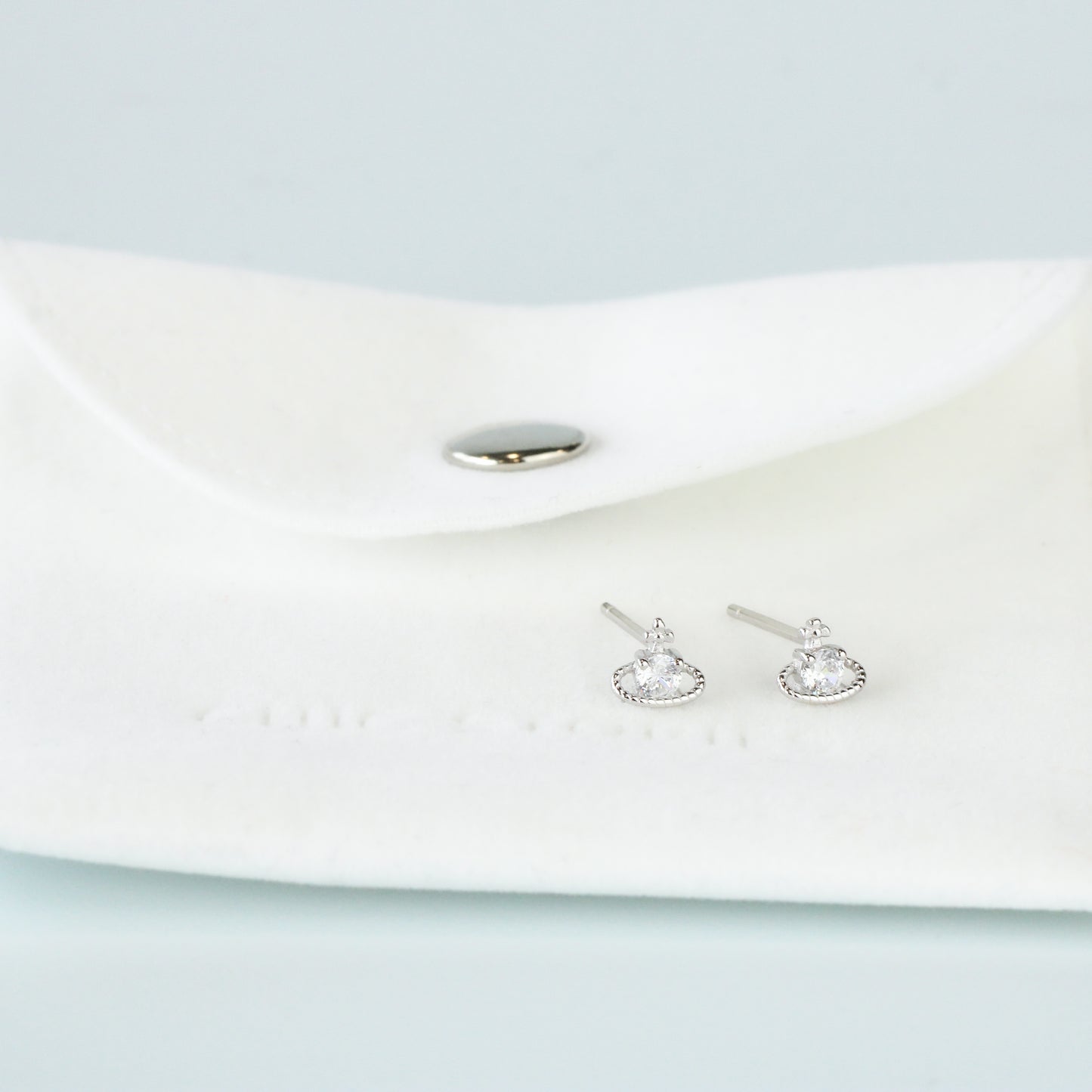Tiny Crystal Halo Stud Earrings