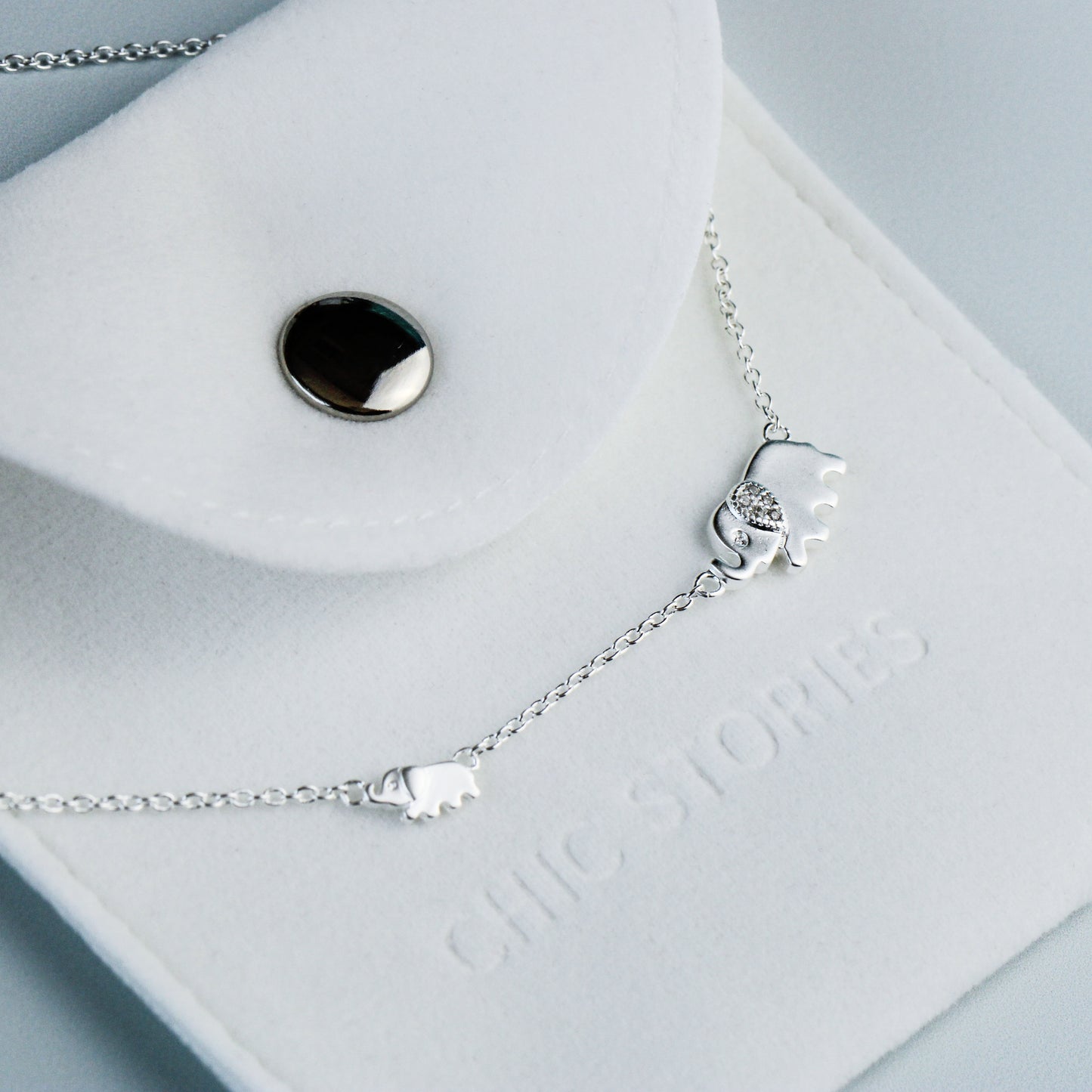 Elephant Mother and Baby Pendant Necklace