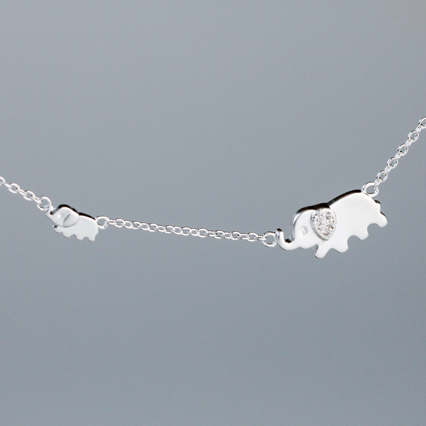 Elephant Mother and Baby Pendant Necklace