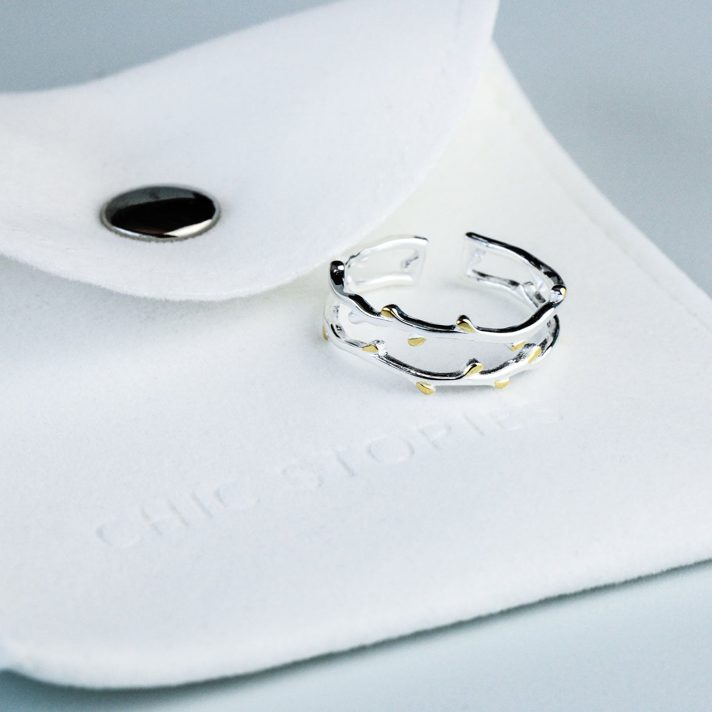 Double Band Tree Branch Ring