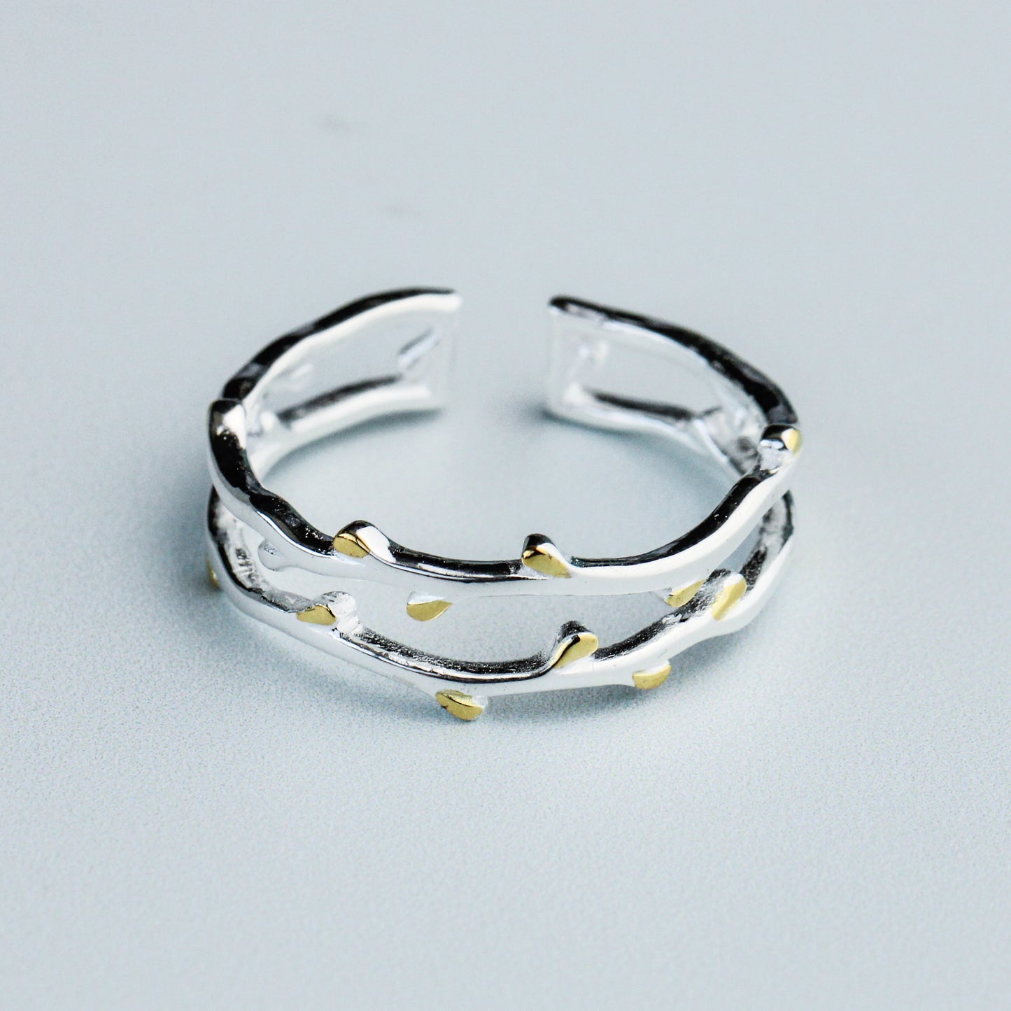 Double Band Tree Branch Ring