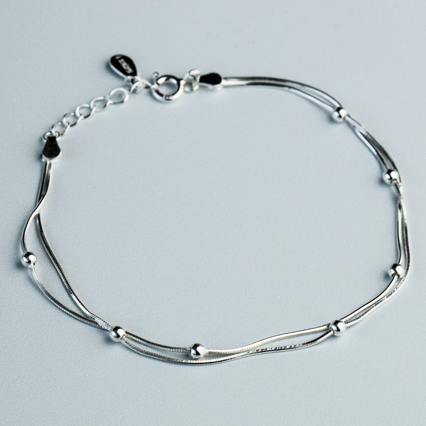 Bead Detail Double Chain Bracelet