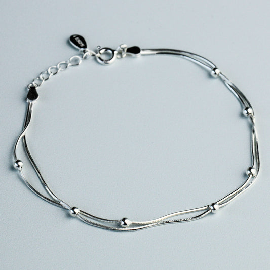 Bead Detail Double Chain Bracelet