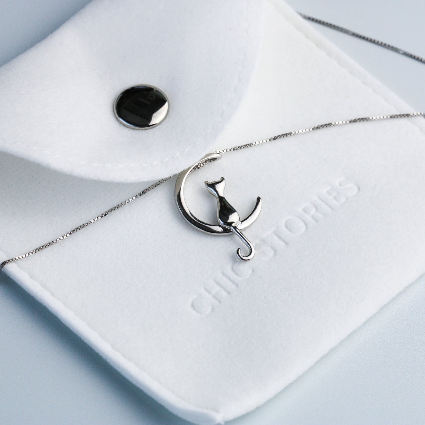 Cat and Moon Pendant Necklace