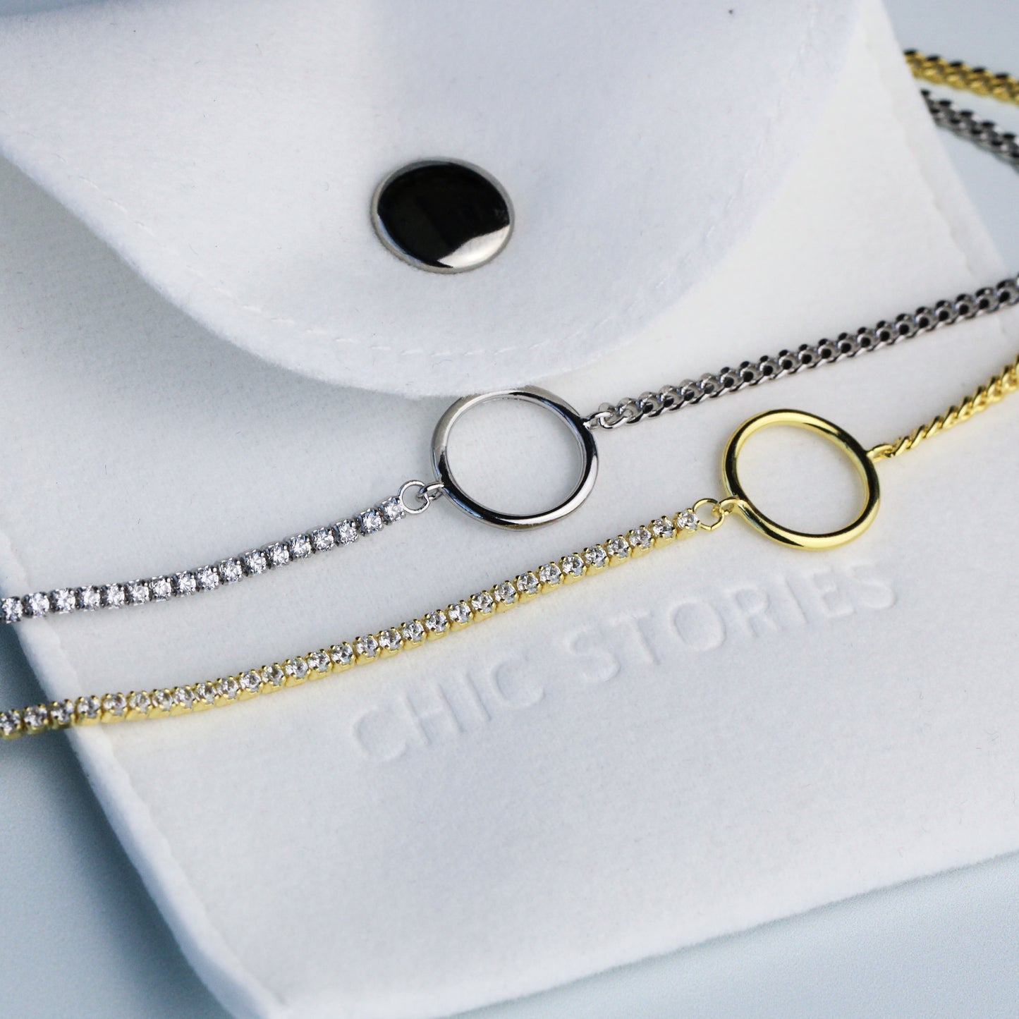 Crystal Chain Circle Pendant Bracelet