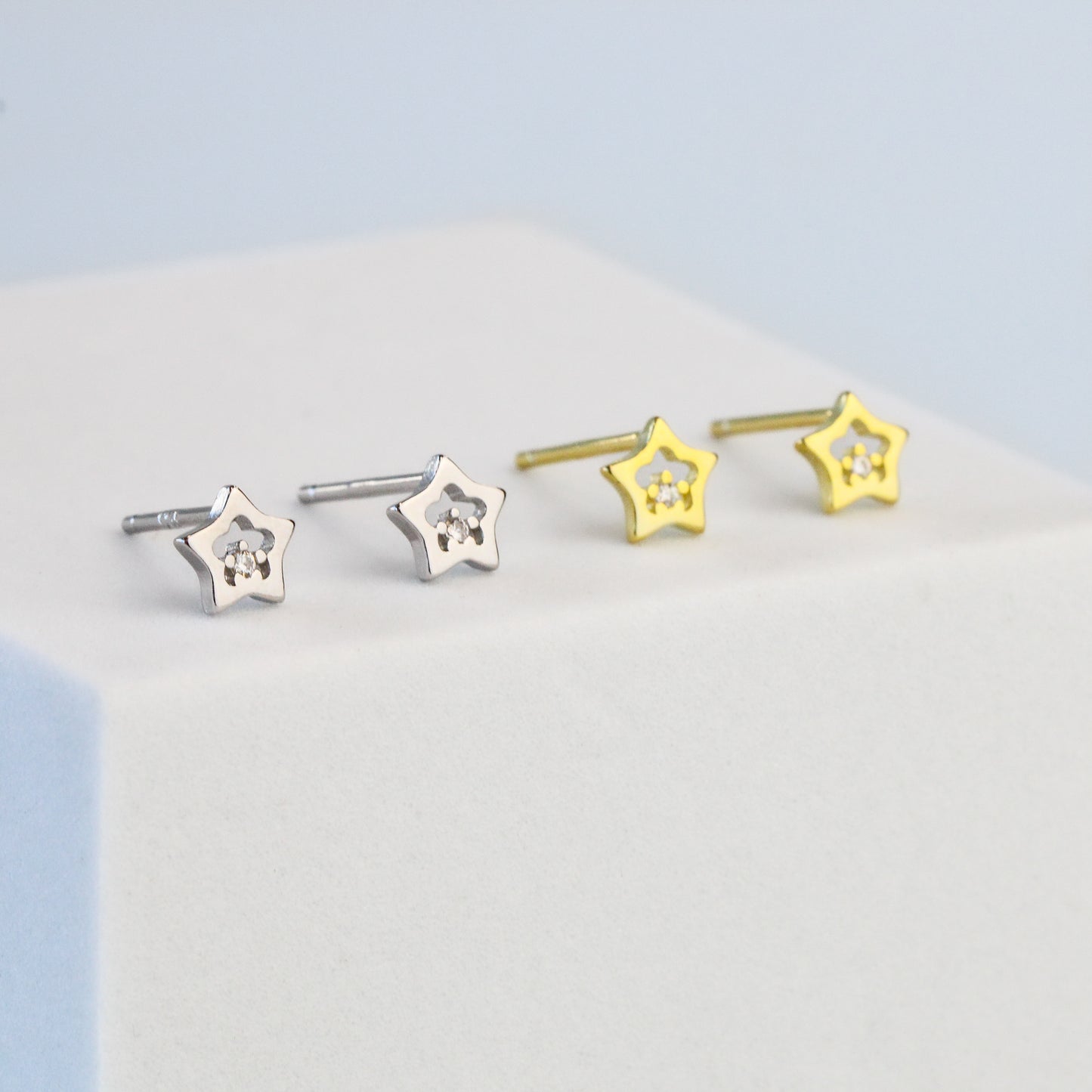 Tiny Sparkly Star Stud Earrings