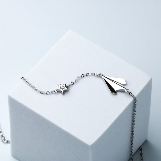 Paper Plane Charm Anklet