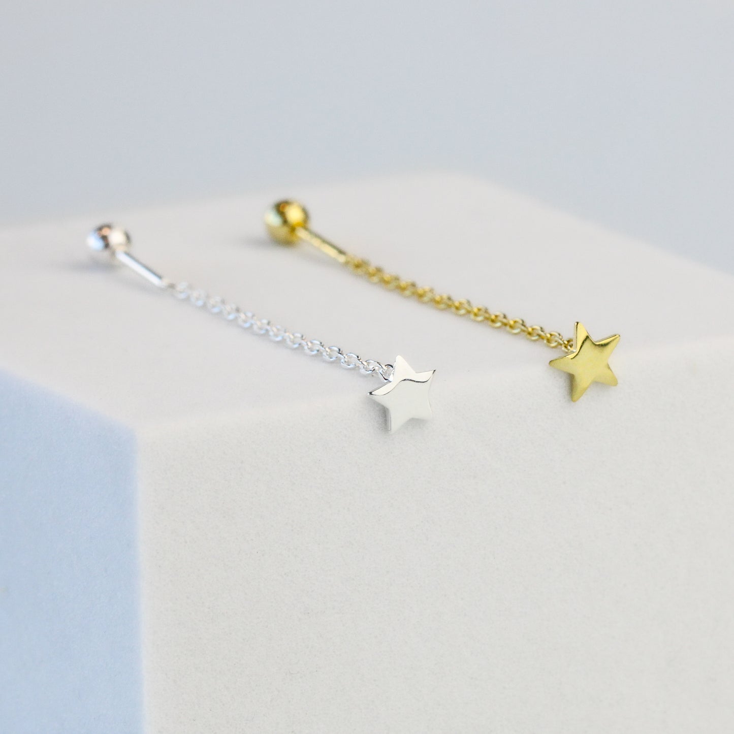 Screw Back Star Threader Earrings