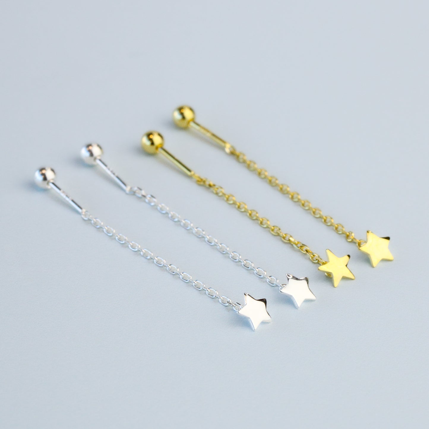Screw Back Star Threader Earrings