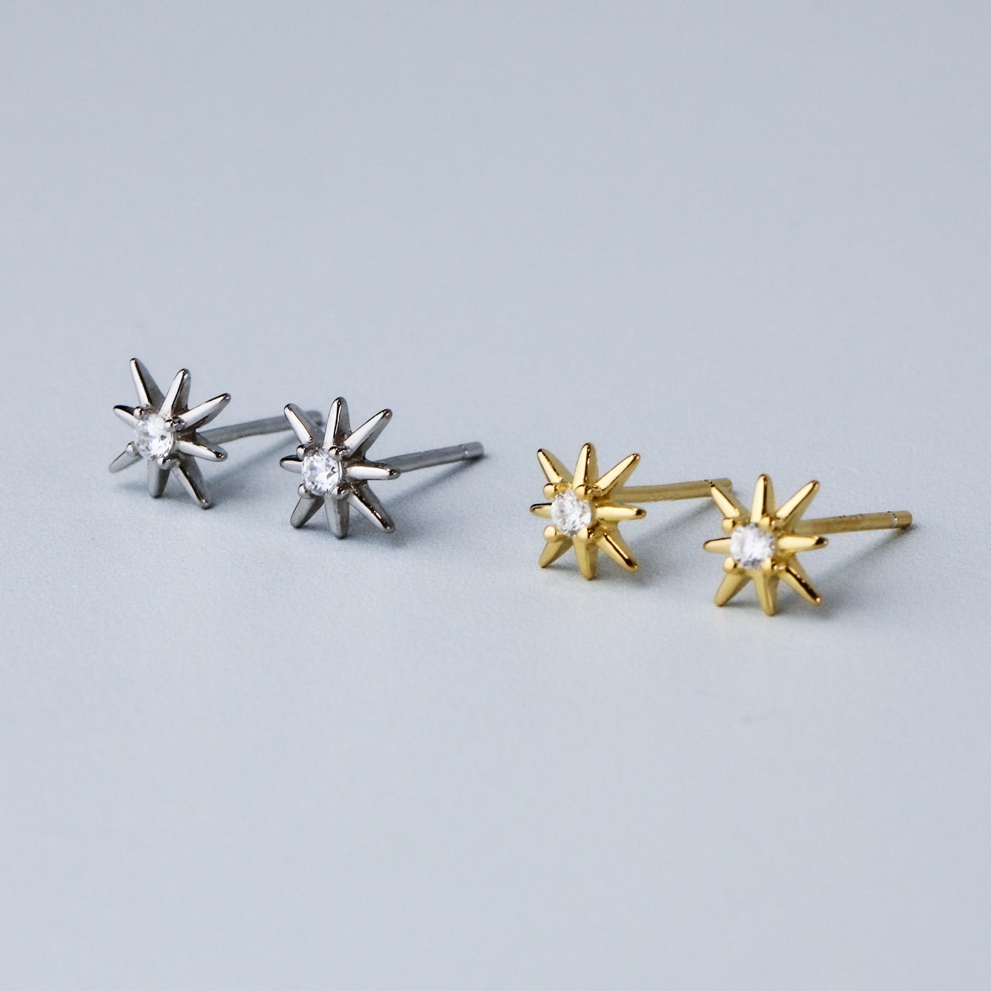 Star Stud Earrings with Tiny Crystal Detail