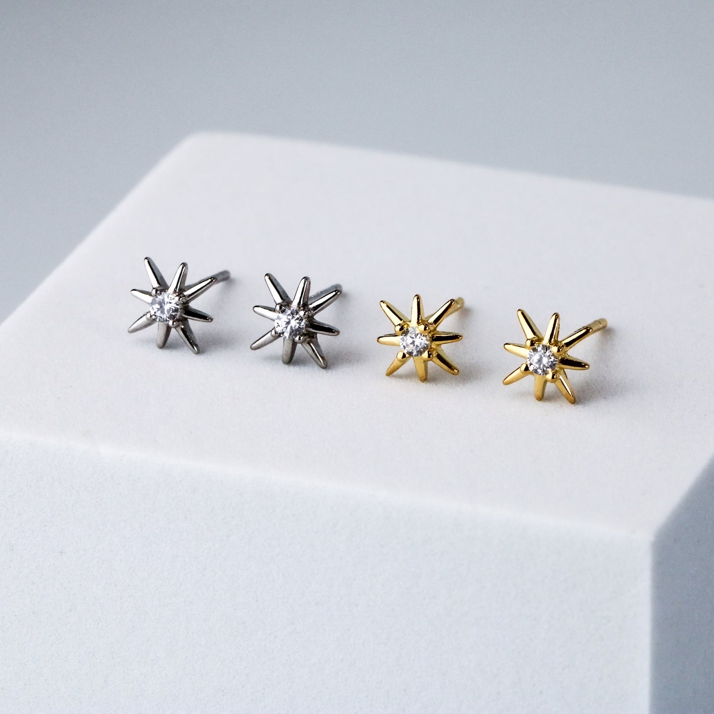 Star Stud Earrings with Tiny Crystal Detail
