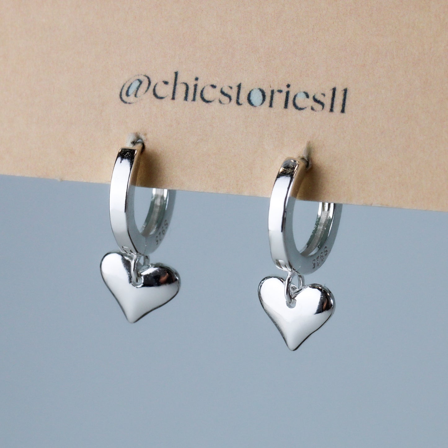 Heart Dangle Huggie Hoop Earrings