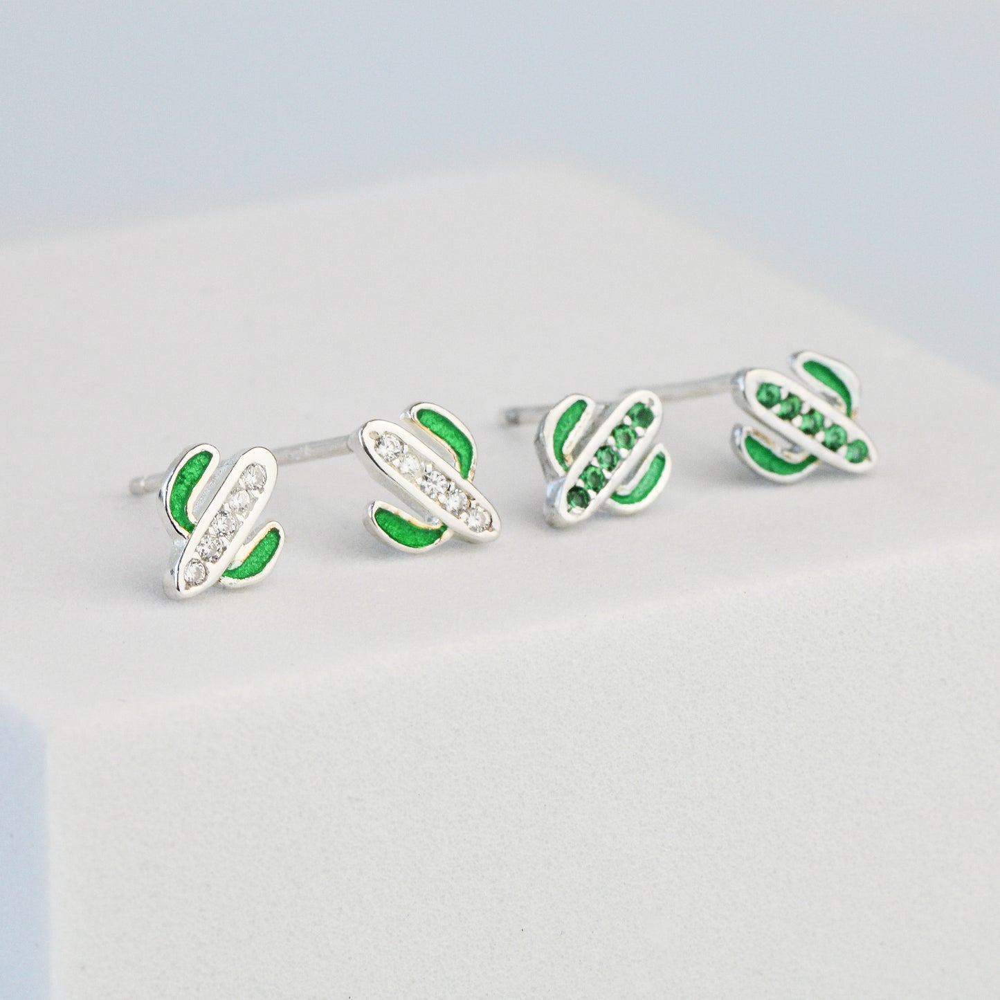 Crystal Cactus Stud Earrings